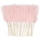 50Pcs Pink Faux Pampas Grass Decor, 21.6" Short Artificial Pompous Grass Floral Fake Pompas Grass Branches Vase Filler Flower Arrangement For Home Wedding Boho Outdoor Decor