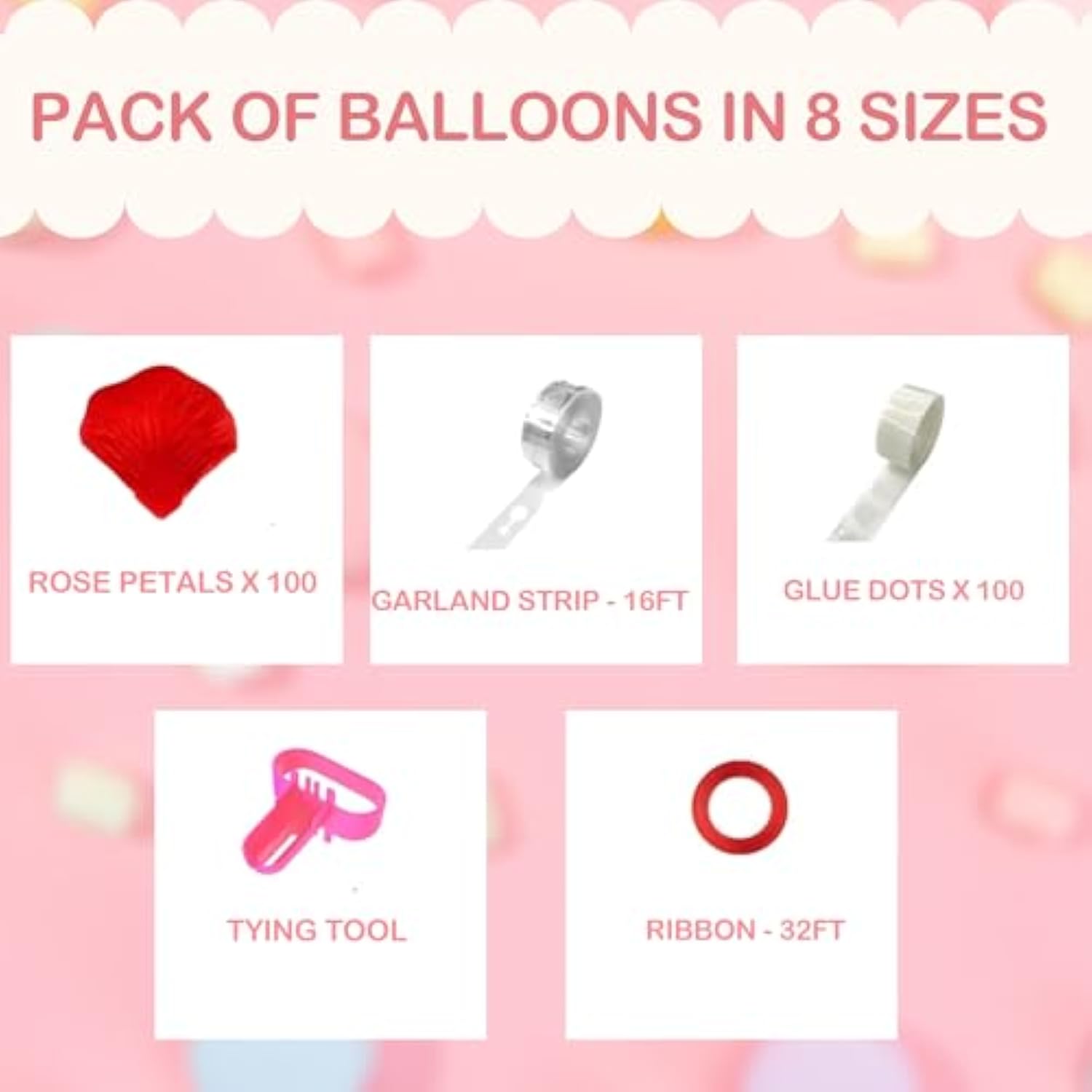 260Pcs Valentines Day Balloon Arch Kit, Galentines Love Balloon Garlan