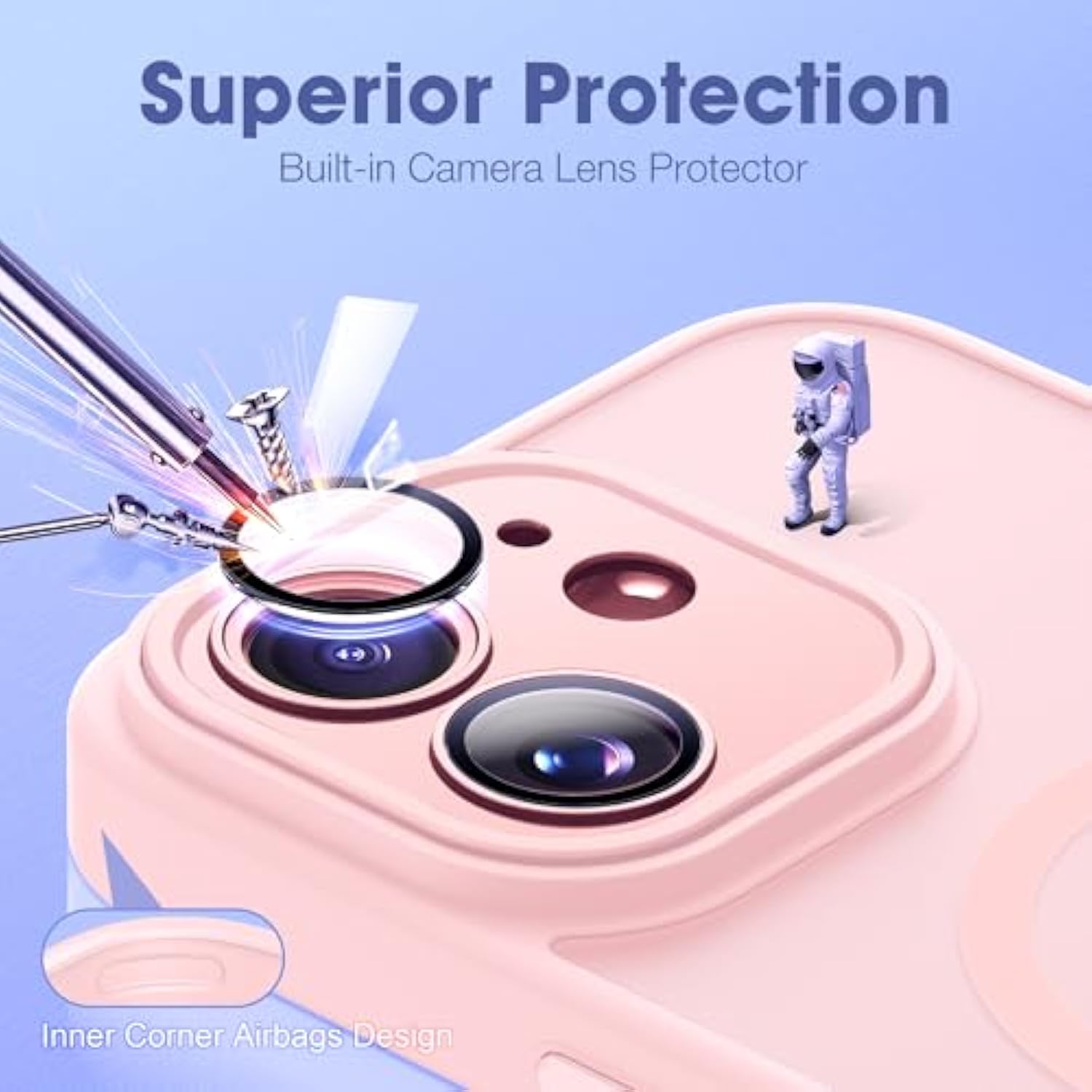 Compatible With Iphone 12 Case With Built-In Camera Lens Protectors Translucent Magnetic Iphone 12 Phone Case 6.1" [Compatible With Mag-Safe][Great Grip Feeling], Pink