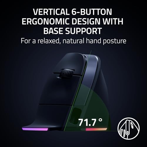 Pro Click V2 Vertical Wireless Mouse: 6 Button Ergonomic Design - One Click Ai Prompt - Supports Windows & Mac - Multi Device Connectivity Via 2.4Ghz, Bluetooth, Or Usb C Wired Mode - Chroma Rgb