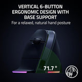 Pro Click V2 Vertical Wireless Mouse: 6 Button Ergonomic Design - One Click Ai Prompt - Supports Windows & Mac - Multi Device Connectivity Via 2.4Ghz, Bluetooth, Or Usb C Wired Mode - Chroma Rgb