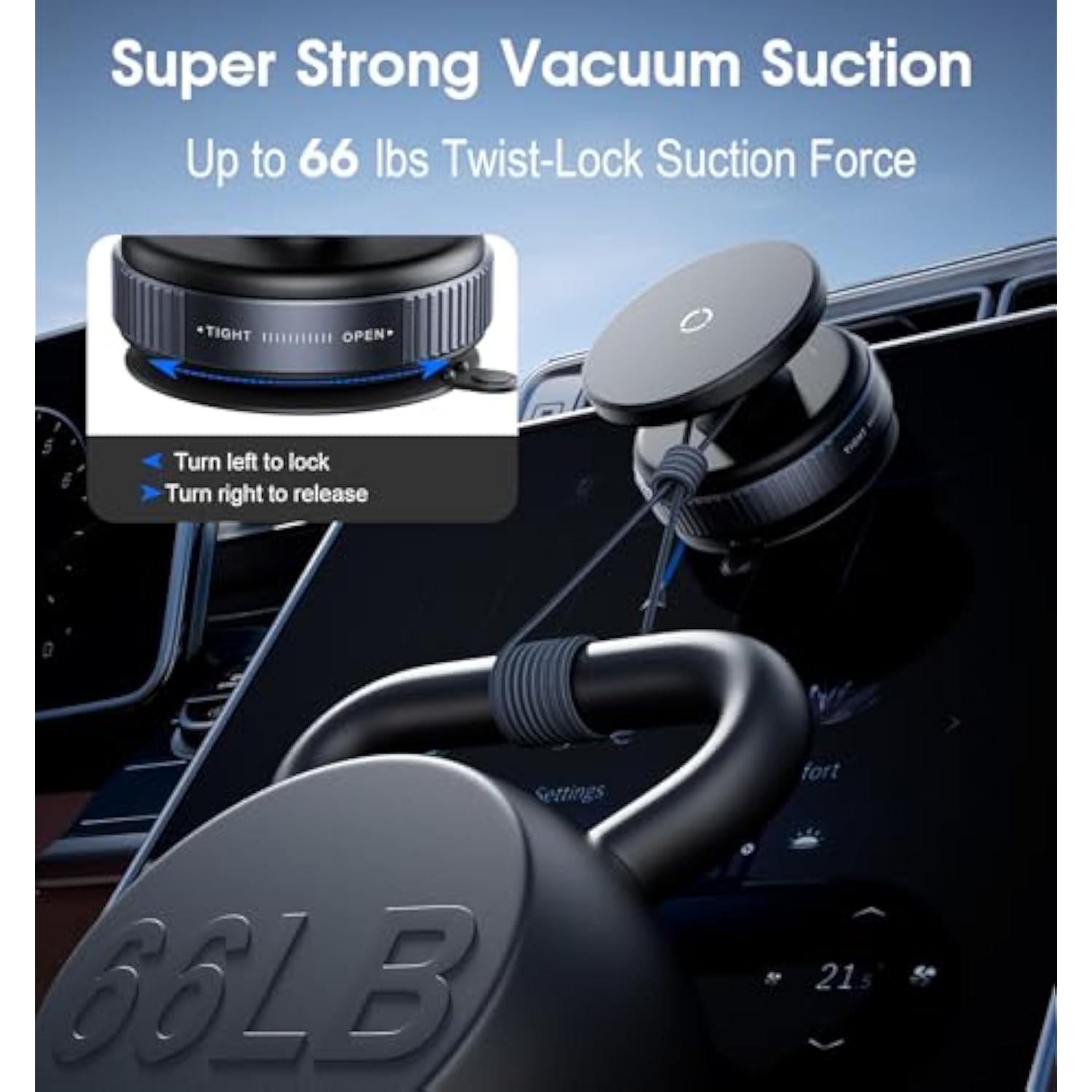 Latest Magnetic Car Phone Holder Ultra Vacuum Suction Cup Phone Mount Magnetic Car Mount Cell Phone Holder For Your Car Accessories For Iphone 15 14 13 12 Android (Black)