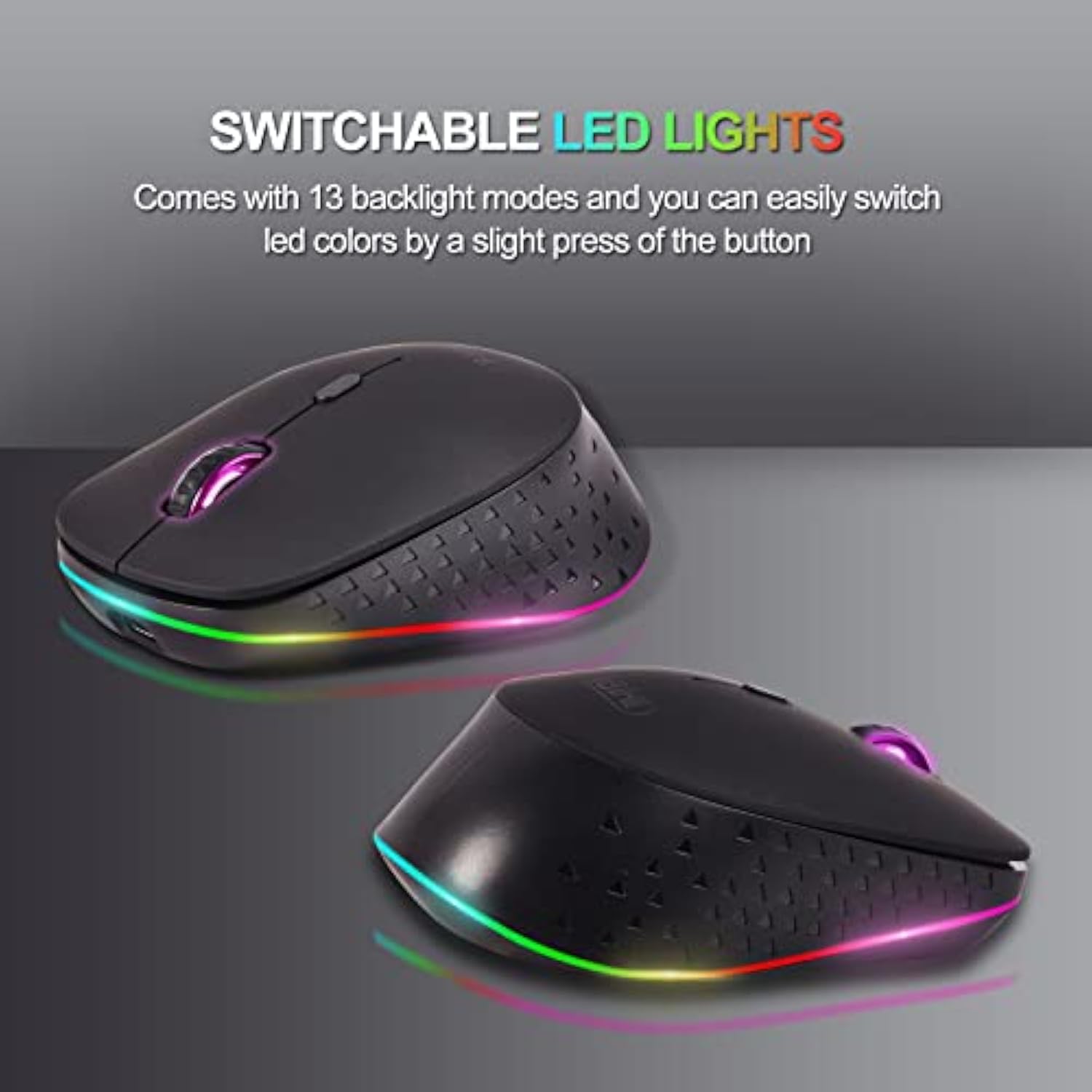 Wireless Mouse,2.4Ghz And Bt 5.1 Dual Mode Fast Switching Connection 13 Rgb Ba