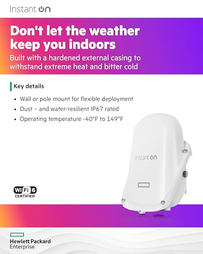 Hpe Networking Instant On Access Point Ap27 2X2 Wifi 6 Outdoor Wireless Access Point | Power Source Not Included | Us Model (S1T36A)