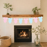 Pre-Strung Blue & Pink Gingham Bodysuit Baby Shower Banner - 8 Double-Sided Onesie Cards- Cute Baby Onesie Decorations For Gender Reveal Party, Baby Shower Decor, Baby Reveal Banner – Gender Reveal Ideas & Decor