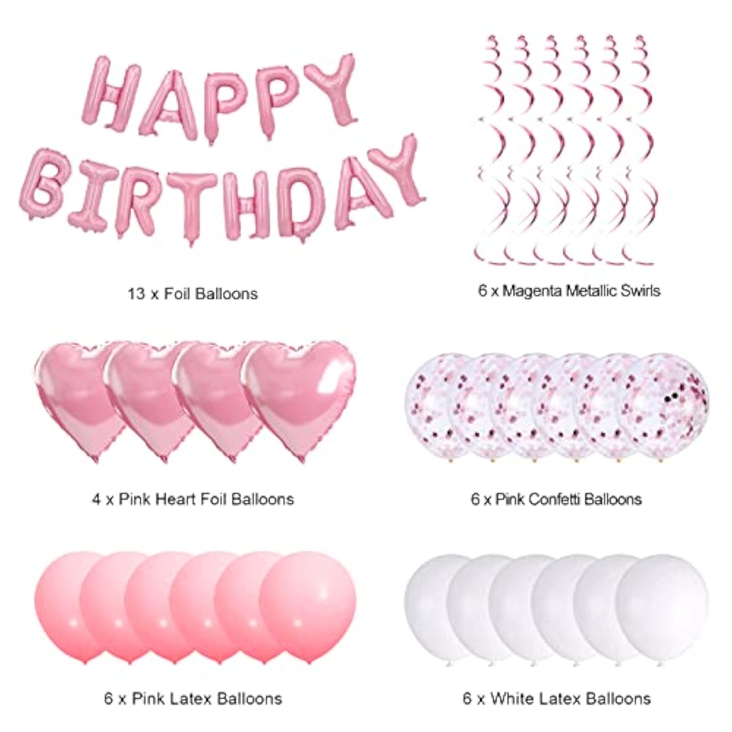 Pink Party Decorations - Happy Birthday Banner, Balloons & Supplies For Women & Girls' 1St To 70Th Birthdays