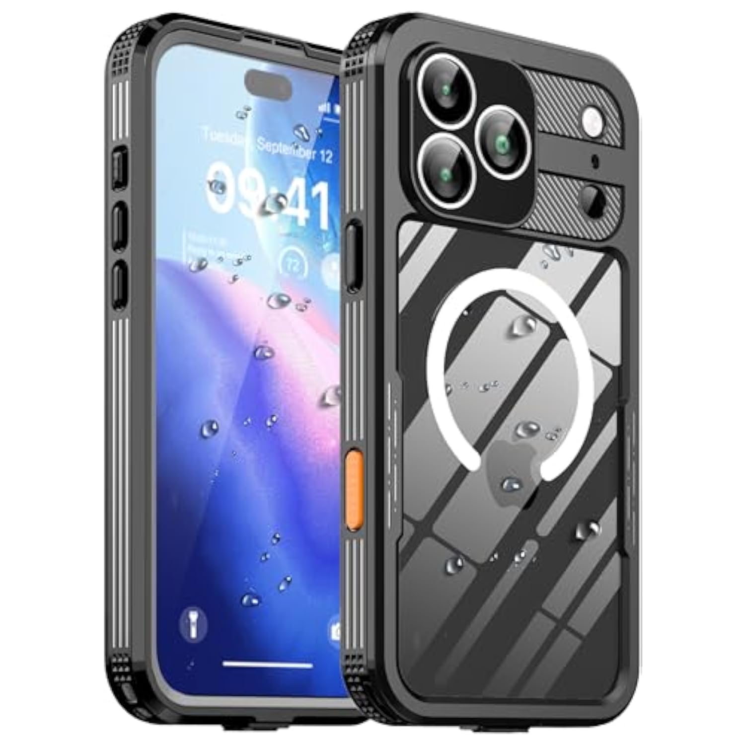 For Iphone 17 Pro Max Waterproof Case, With Built-In Screen Protector Dustproof Shockproof [Compatible With Magsafe] Full Body Underwater Protective Phone Cover For Iphone 17 Pro Max 6.9" (Black)