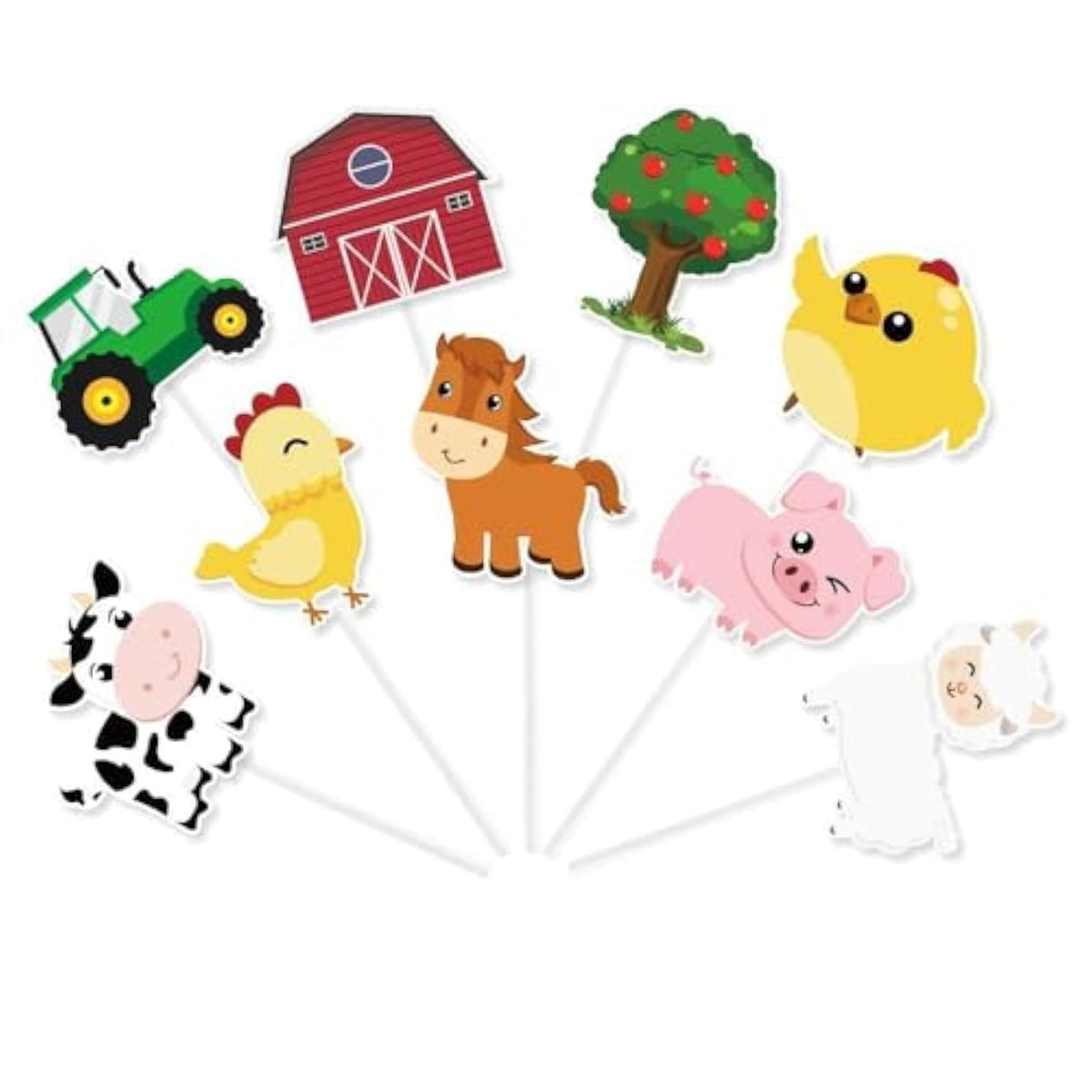 36 Pcs Farm Cupcake Toppers - Farm Animal Birthday Decorations Animal Cake Toppers Picks Barnyard Party Decorations For Kids Baby Shower Birthday Tractor Theme Party Supplies