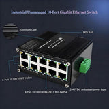 Mini 10 Ports Poe+ Gigabit Ethernet Switch - Industrial-Grade Unmanaged Network Switch With 8 Ports & 2 Uplink Ports,Plug And Play,Din Rail Mount Poe Switch (-40 To 176°F) Ideal For Cctv Ip Cameras