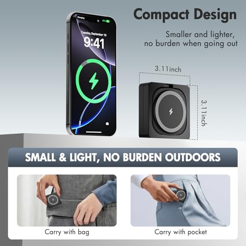 Magnetic Wireless Charger for iPhone: 3 in 1 for Travel 15W Fast Charging Pad Foldable for iPhone 17 16e 16 15 14 13 12 Pro Max - for Apple Watch
