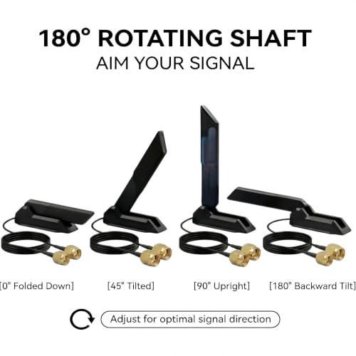 External Tri-Band 2.4Ghz/5Ghz/6Ghz Rp-Sma Male Omni-Directional Wifi 7/6E Antenna Compatible For Asus Rog Strix/Maximus/Proart/Tuf Gaming Motherboards, Gigabyte Aorus, Desktops