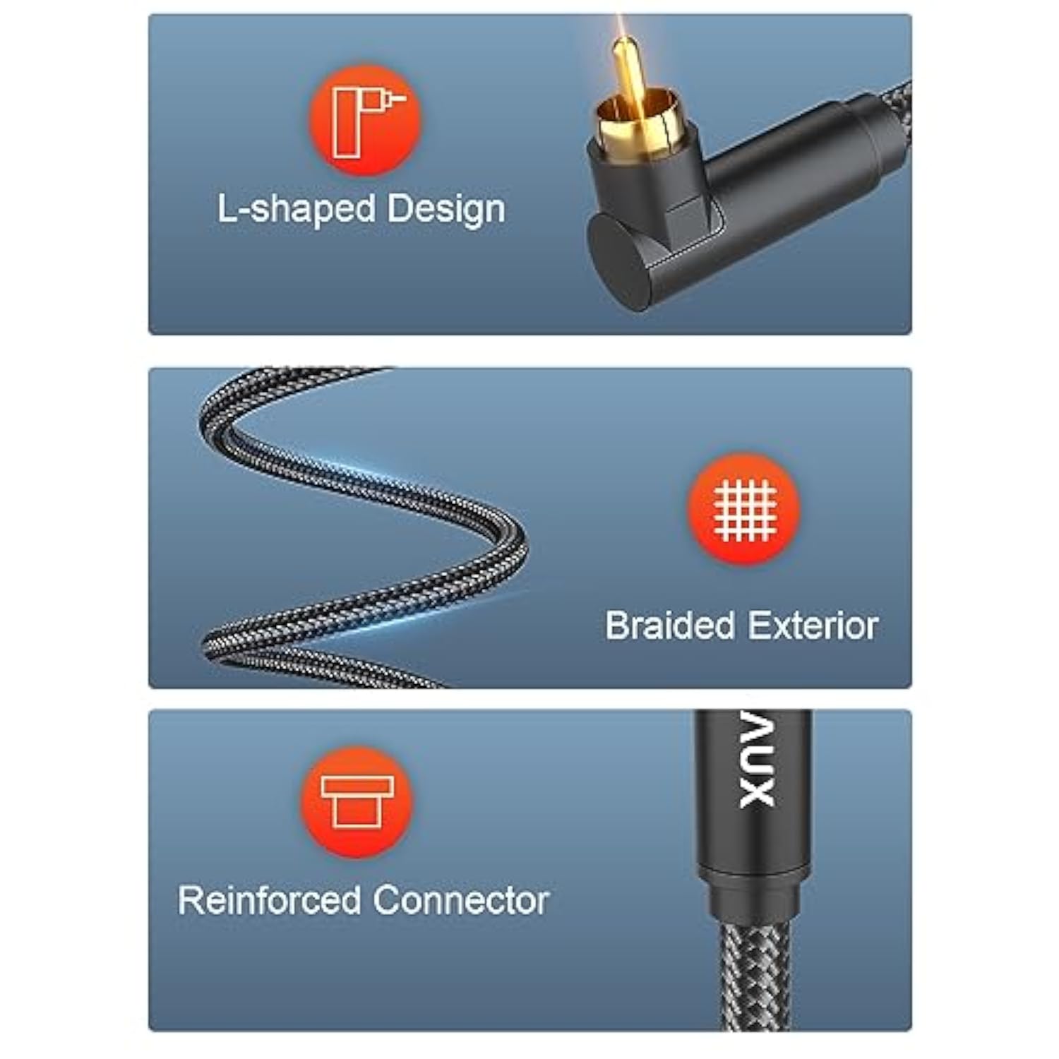 90 Degree Rca Cable 3.3Feet, Subwoofer Cable Male To Male Digital Coaxial Audio Cable For Home Theater, Sound Bar, Tv, Ps4, Xbox,And More,Black