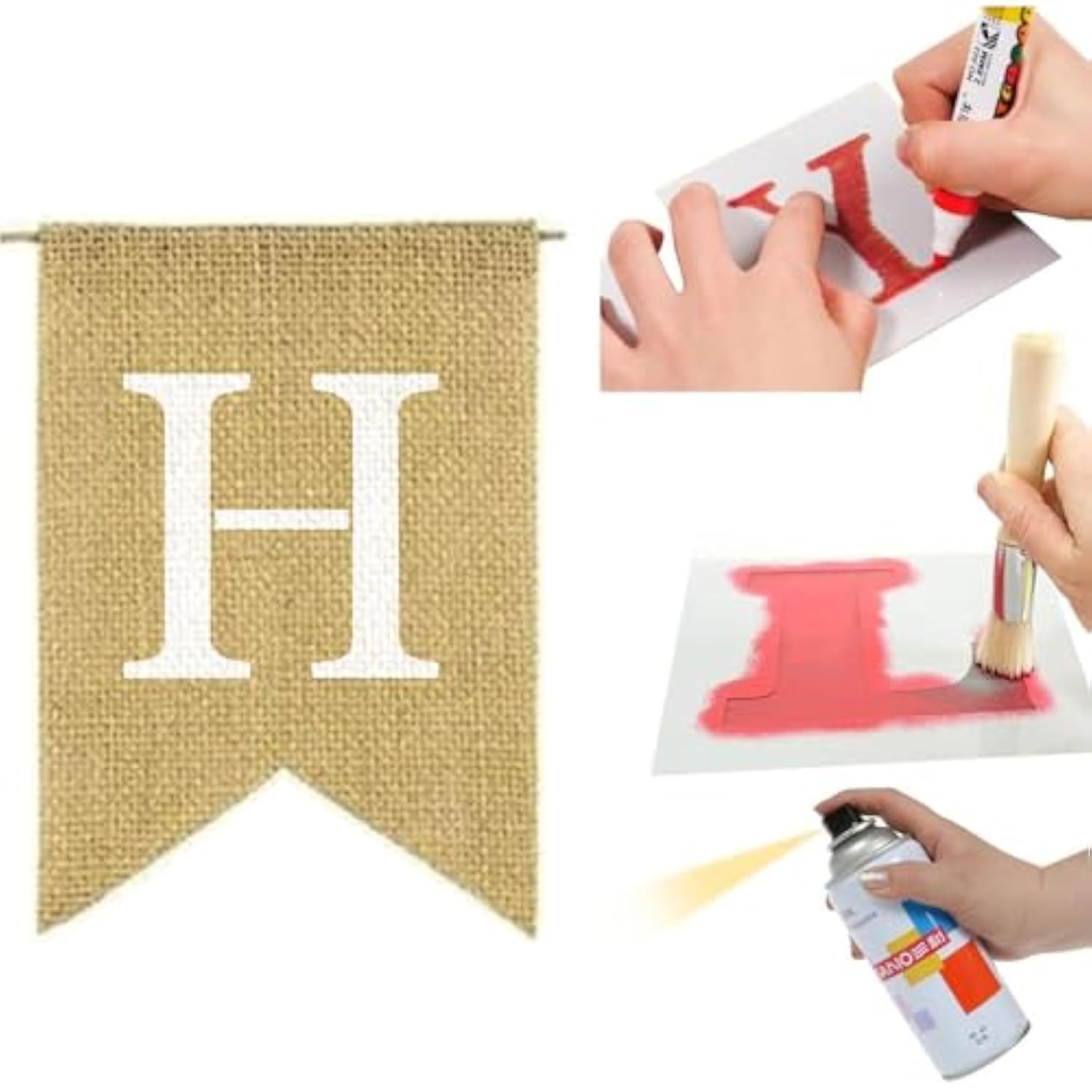 30Pcs Burlap Banner Pre-Stringed Diy Kit – Includes Letter & Heart Stencils, Blank Flags For Handwriting – Perfect For Christmas, Birthday, Wedding, Easter, 4Th Of July & Holiday Decor (5.1X7.1 Inch)