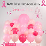 Hot pink and pink balloons 128pcs Breast Cancer Awareness Decorations Balloons Arch Kit Includes Latex Balloons with Pink Ribbons heart shaped balloon for Pink Ribbon Party Decoration Supplies
