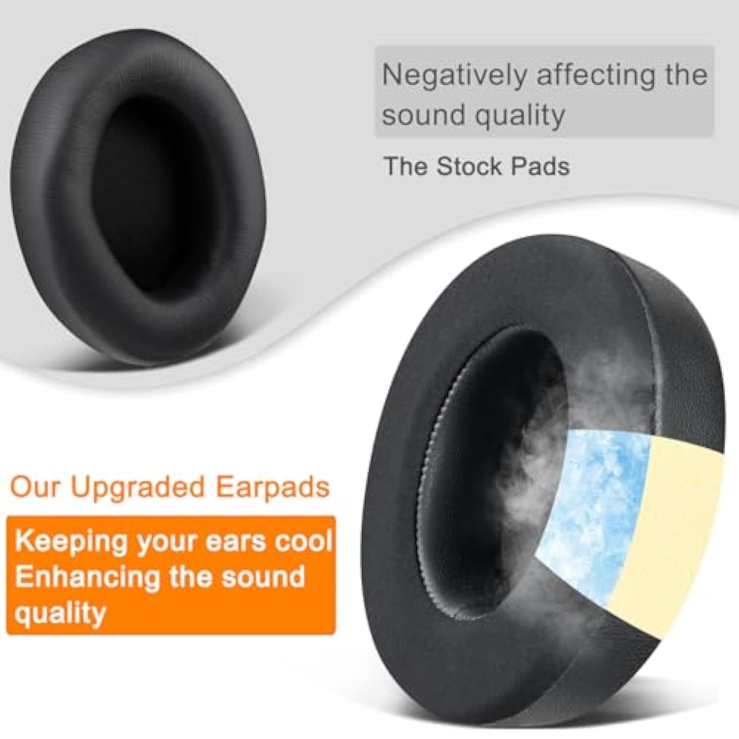 Cooling Gel Replacement Earpads For Beats Studio Pro Wireless Noise Cancelling Headphones, Ear Pads Cushions With Ice Silk Fabric, High-Density Foam - Black