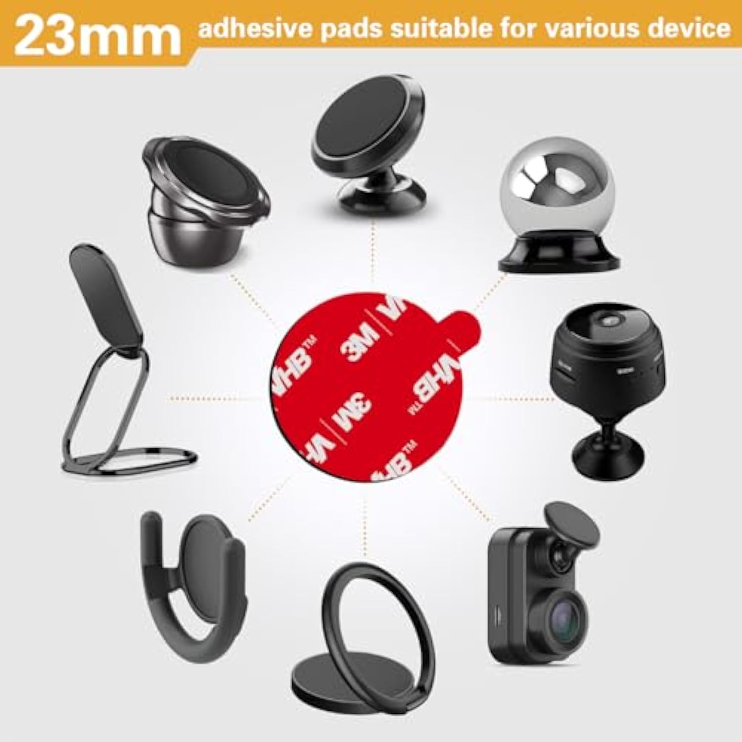 4 Pack 3.15 Inch & 23mm Double-Sided Adhesive Pads for Car Mounts