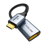 Mini HDMI to HDMI Adapter Cable, 8K@60Hz/4K@120Hz, HDR Gold-Plated 7 inch High-Speed Mini HDMI Male to HDMI Female 48Gbps Cord for Camera, Raspberry