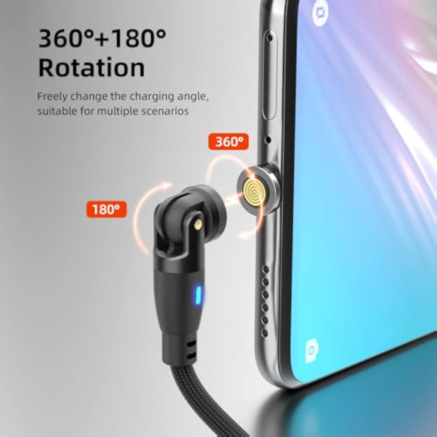 100W Usb C To Usb C Magnetic Charging Cable With 540° Swivel Head [2 Pack] 6-I