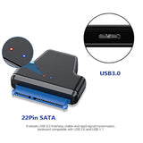 Cablecc 5Gbps Micro USB 3.0 to SATA 22Pin 7+15 Enclosure Adapter for 2.5" Hard