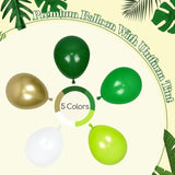 151Pcs Jungle Safari Balloon Garland Arch Kit With Dark Green Lime Green White Metallic Gold Confetti Balloons Leaves For Jungle Safari Dinosaur Birthday Baby Shower Party Decorations
