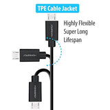 Short Android Phone Charger 6-Inch [4 Pack] by HomeSpot Tangle-Free USB Cable for Android Charging Cable for Galaxy S7/S6, Sony, Motorola - Black