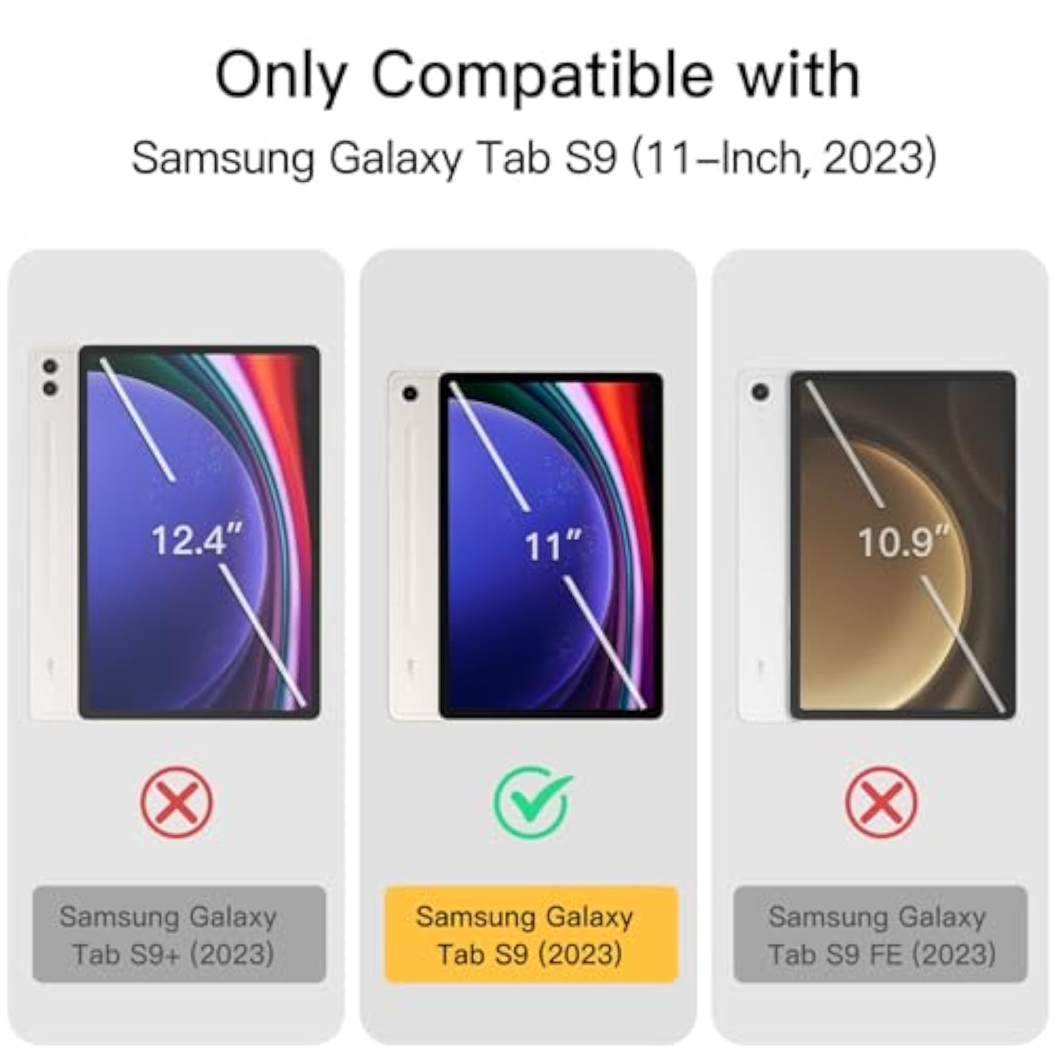 JETech Case for Samsung Galaxy Tab S9 11-Inch with Built-in Screen Protector a