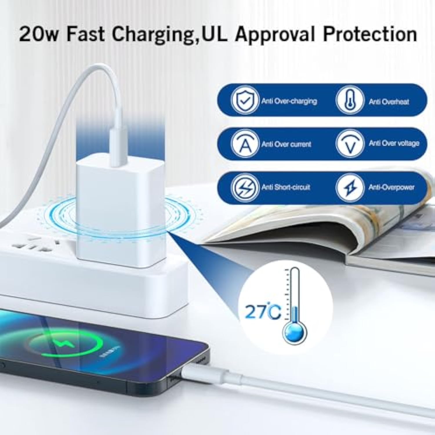 Iphone Fast Charger, 20W[Apple Mfi Certified] Usb Type C Fast Charging Block Power Delivery Lightning Charger With 3.3Ft Lightning Cable For Iphone 13 Pro Max Mini 12 Pro 11 Xs X Xr
