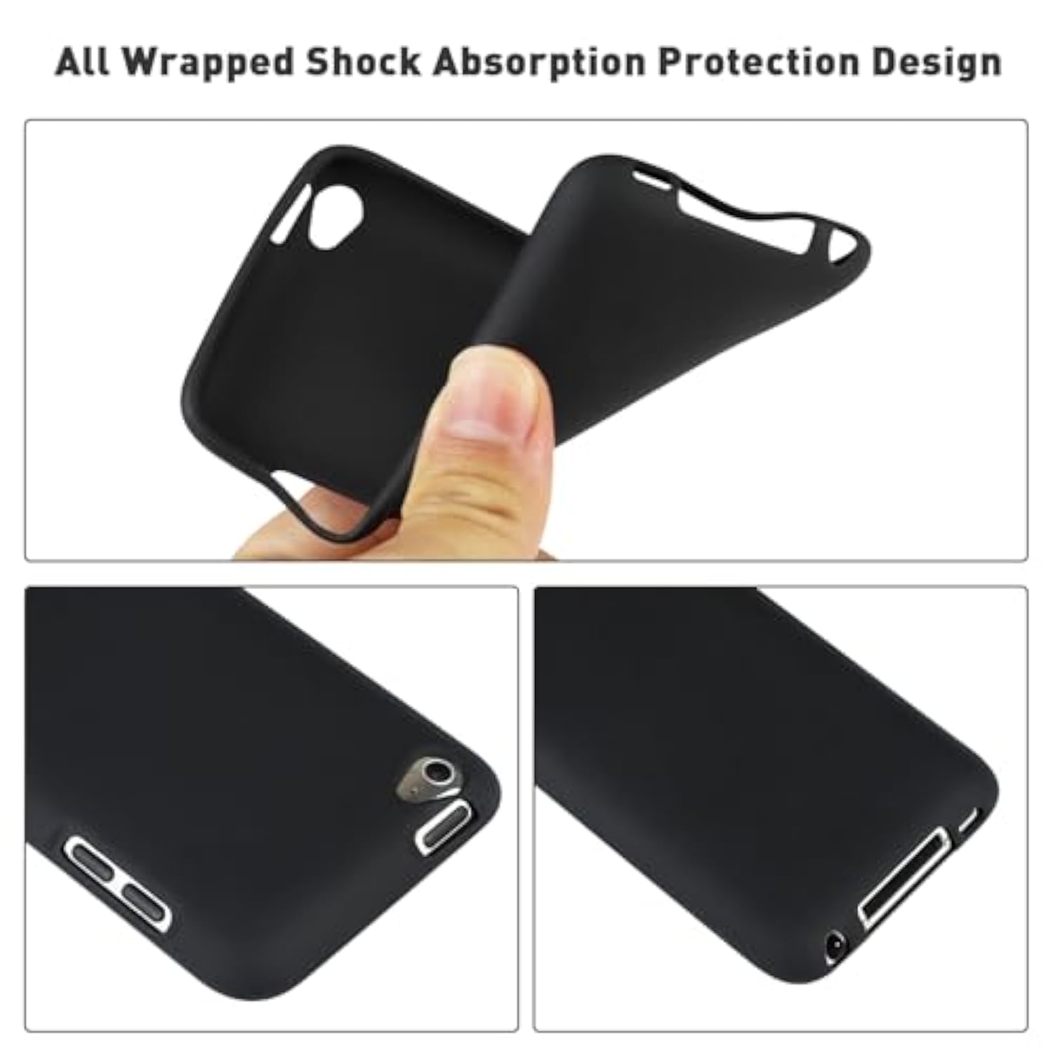 For Ipod Touch 4Th Generation Case With Universal Phone Lanyard,Shockproof Soft Tpu Ipod Case Cover For Ipod Touch 4 (Black)