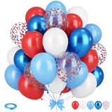 Red Blue White Balloon Set,12 Inchs Red White Blue Balloons, Blue And Red Party Balloons For Boys Kids Birthday Shower Graduation Party Decorations