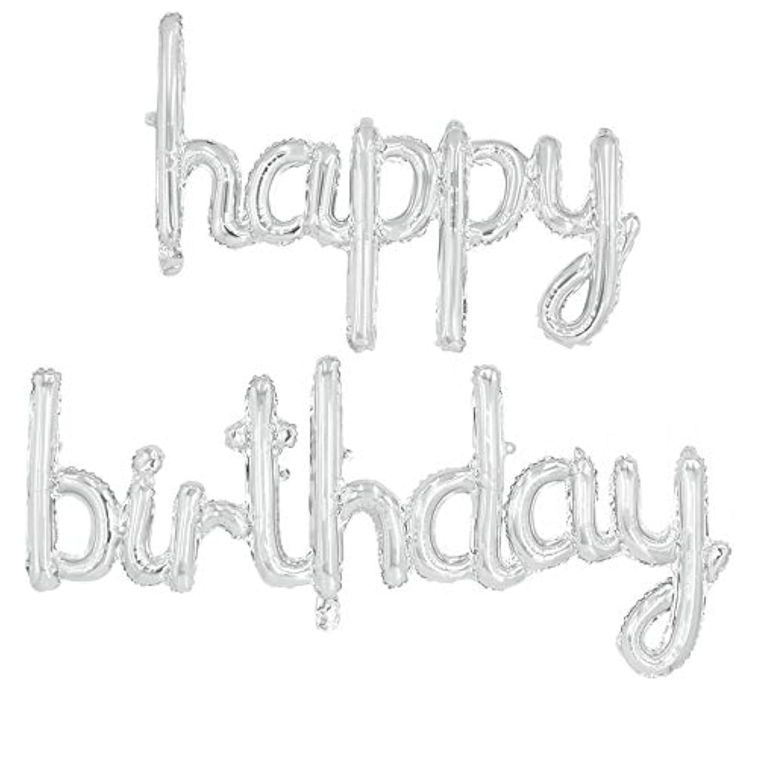 Silver Happy Birthday Balloon Banner 16 Inch Foil Mylar Birthday Letter Balloon Sign Hand Write Happy Birthday Balloons For Birthday Party Decorations Supplies