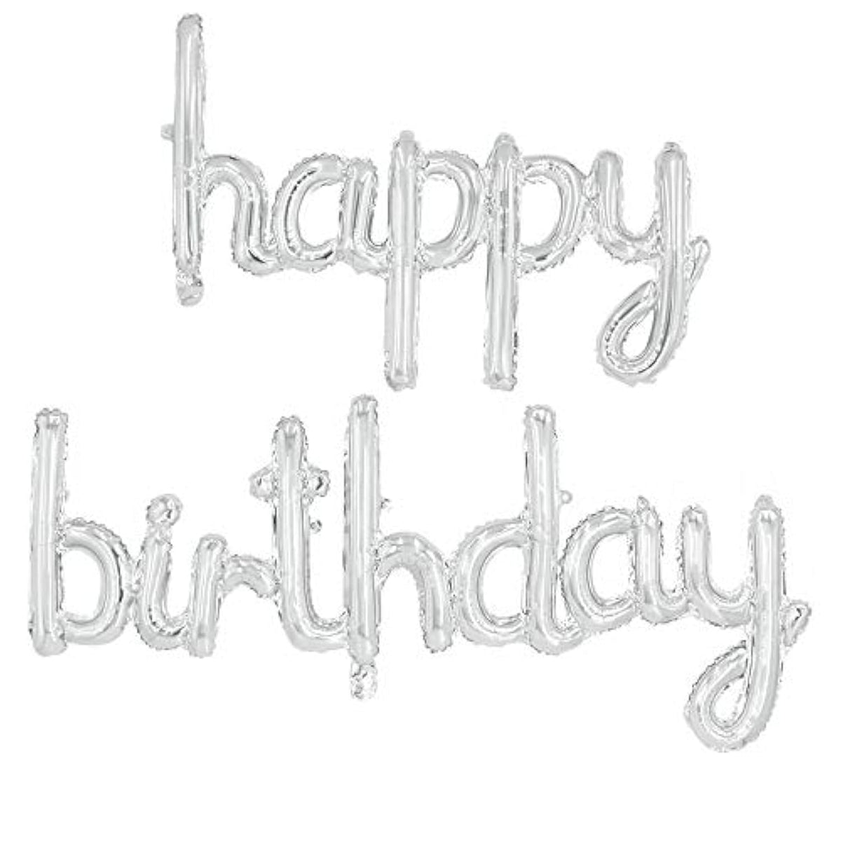 Silver Happy Birthday Balloon Banner 16 Inch Foil Mylar Birthday Letter Balloon Sign Hand Write Happy Birthday Balloons For Birthday Party Decorations Supplies
