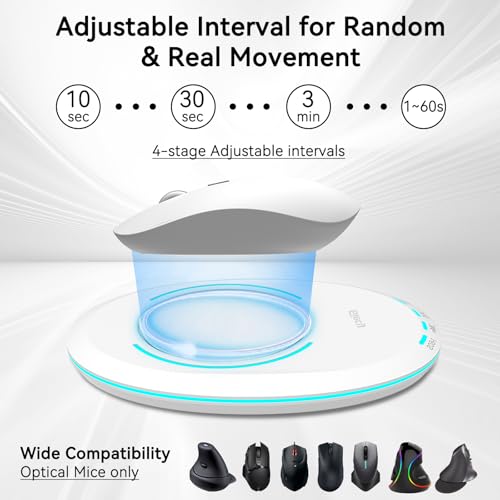 Ultra Slim Undetectable Mouse Mover, Mouse Jiggler With Adjustable Interval Timer, Simulates Realistic Mouse Movement For Keeping Computer Laptop Active Office Home Remote Work (White)