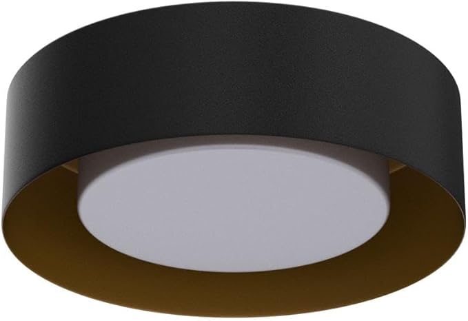 Modern Black and Gold Flush Mount Ceiling Light Glass Drum Lighting Fixture for Bedroom Bathroom Dining Room