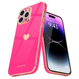 Compatible With Iphone 14 Pro Case For Girl Women Cute Love-Heart Luxury Bling Soft Back Cover Raised Camera Protection Bumper Silicone Shockproof Phone Case For Iphone 14 Pro, Hot Pink