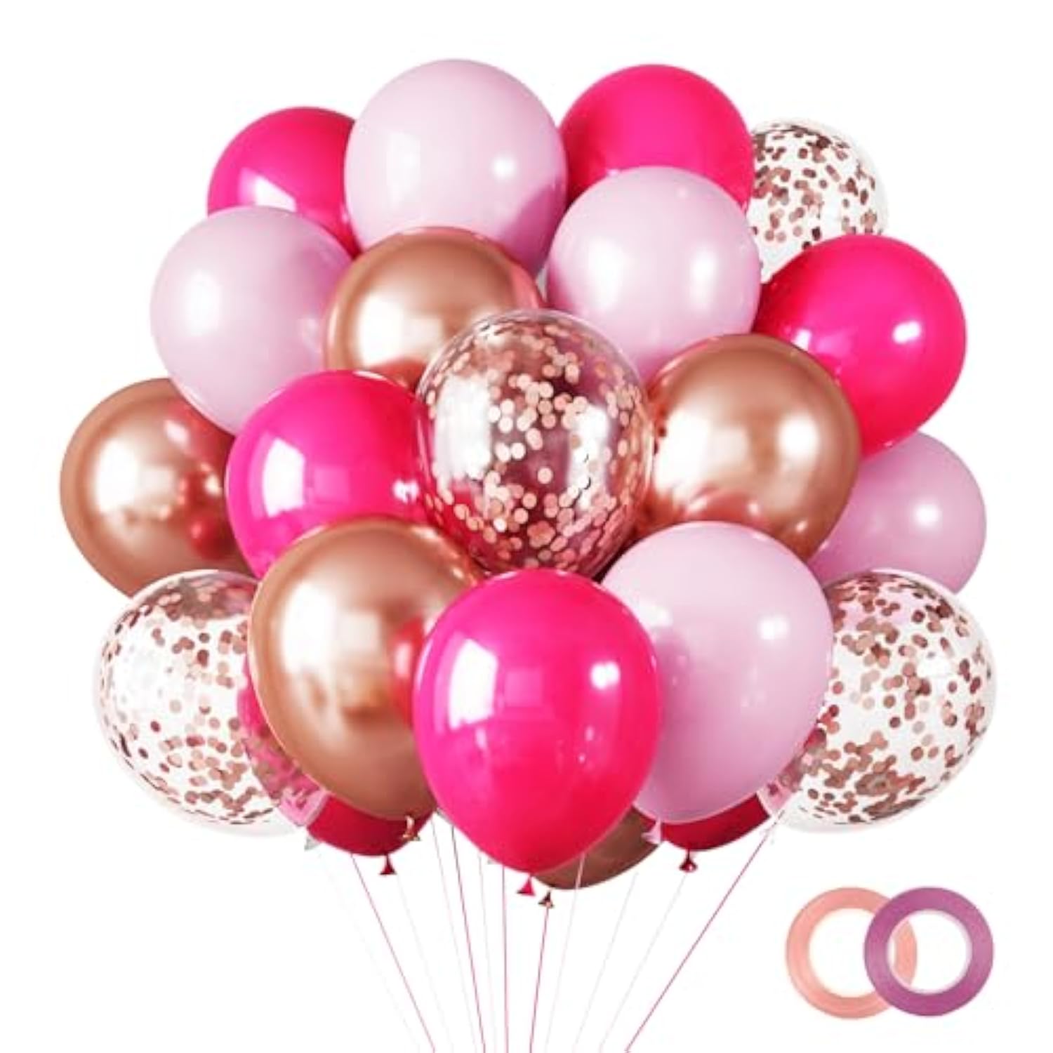 65 Pcs 12 Inches Red And Gold Balloon, Burgundy Party Balloons, Metall