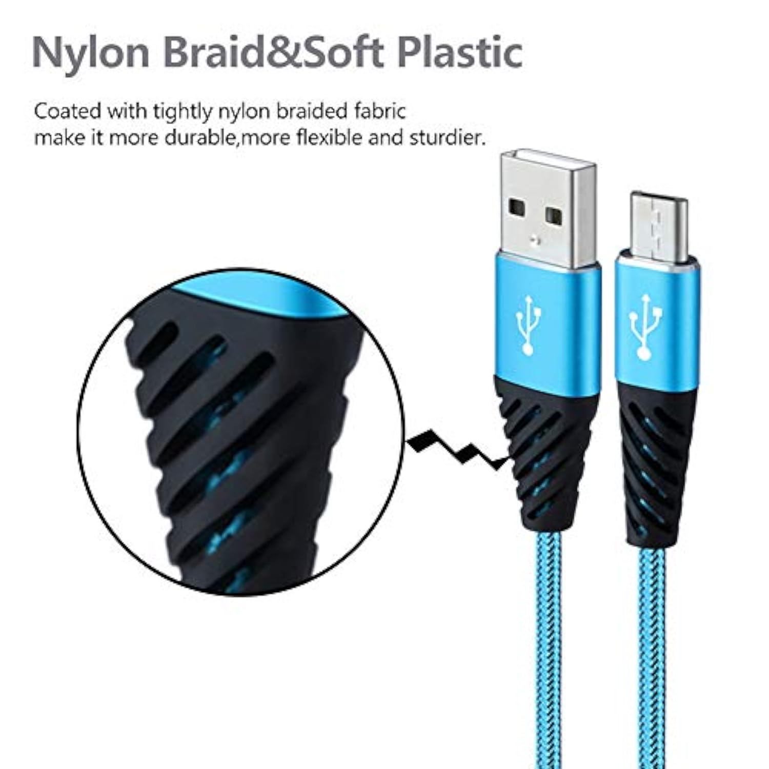 Micro Usb Cable Fast Charge,Nylon Braided Android Usb Cable 6Ft 5-Pack Phone Charging Cord Compatible With Samsung Galaxy S6 S7 Edge J3 J7,Lg,Htc,Motorola,Sony,Xbox One,Ps4