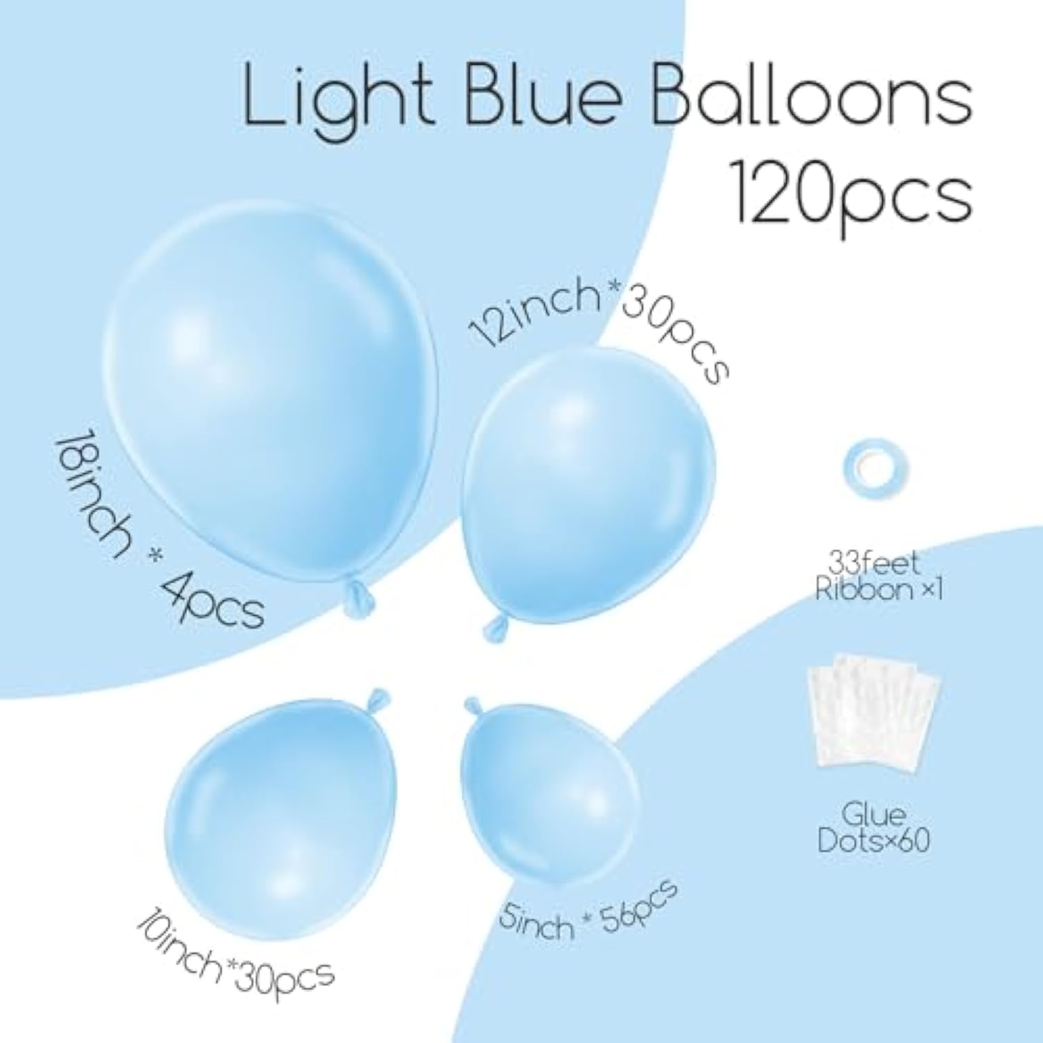 120pcs Pastel Blue Balloon Garland Kit – Baby Blue Arch for Party, Shower & Graduation