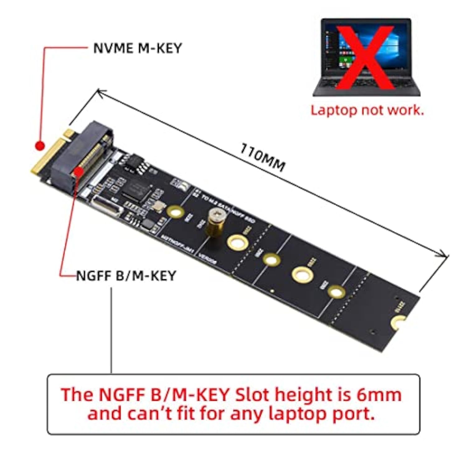 Cy B+M Key Ngff Sata Ssd To M.2 M-Key Nvme Motherboard Desktop Adapter Convert