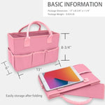 Art Organizer Craft Storage Tote Bag With Pockets And Hadles, Oxford Fabric Carrying Caddy For Teacher, Officer, Artist, Traveler, And More – Pink