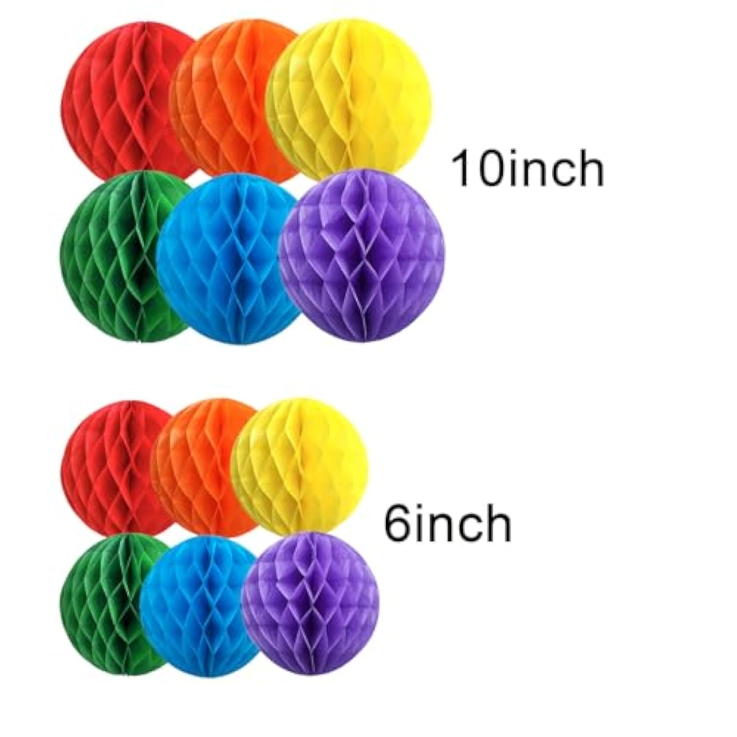 Rainbow Paper Honeycomb Balls,12 Pack Colourful Hanging Tissue Pom Poms For Birthdays,Weddings,Fiesta,Home Party Decoration