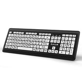 Magnus 325 | Wireless Large Print Full Size Computer Keyboard | High Contrast Black & White Keys | Soft Buttons | Ideal For Visually Impaired, Beginners And Seniors | Plug & Play