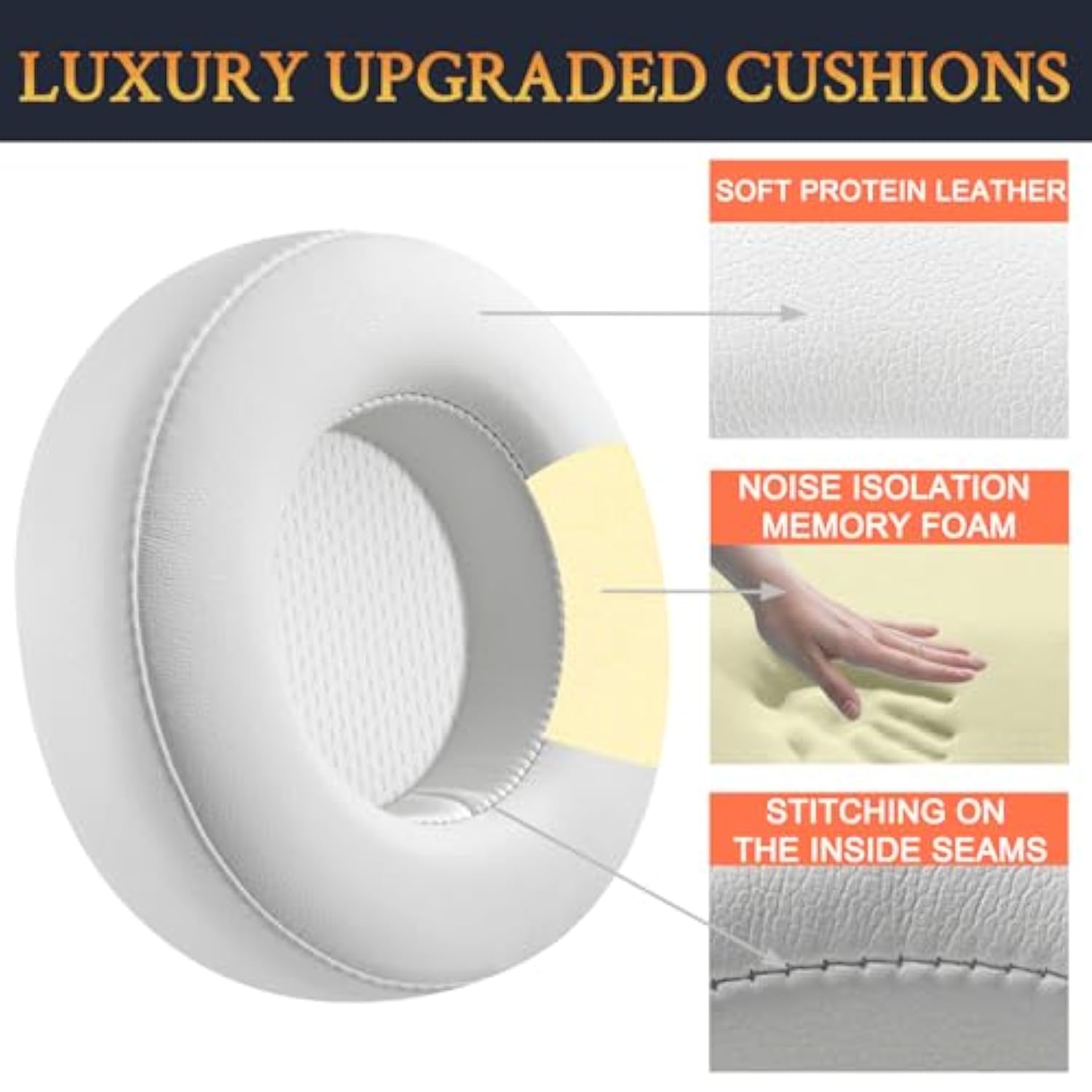 Ear Pads Replacement For Corsair Virtuoso Rgb Wireless Xt Se Gaming Headset, Earpads Cushions With Protein Leather, High-Density Noise Isolation Foam, Added Thickness - White