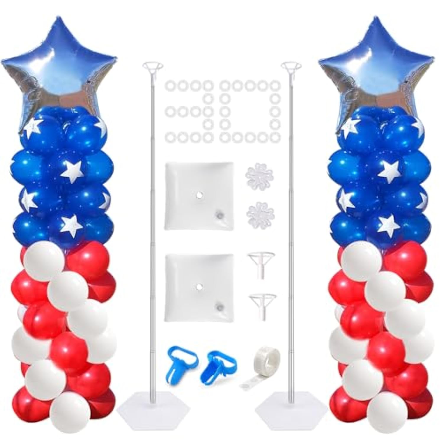 Idaodan 2 Set Balloon Column Kit For Kids, Balloon Column Stand With Base, 6.5Ft Height Balloon Tower Stand For Wedding Baby Shower Birthday Party Event Decorations