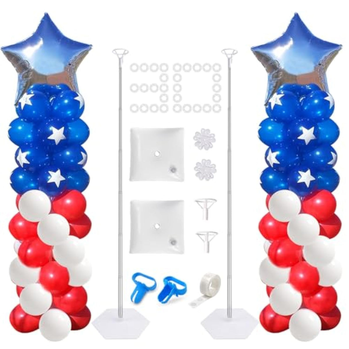 Idaodan 2 Set Balloon Column Kit For Kids, Balloon Column Stand With Base, 6.5Ft Height Balloon Tower Stand For Wedding Baby Shower Birthday Party Event Decorations