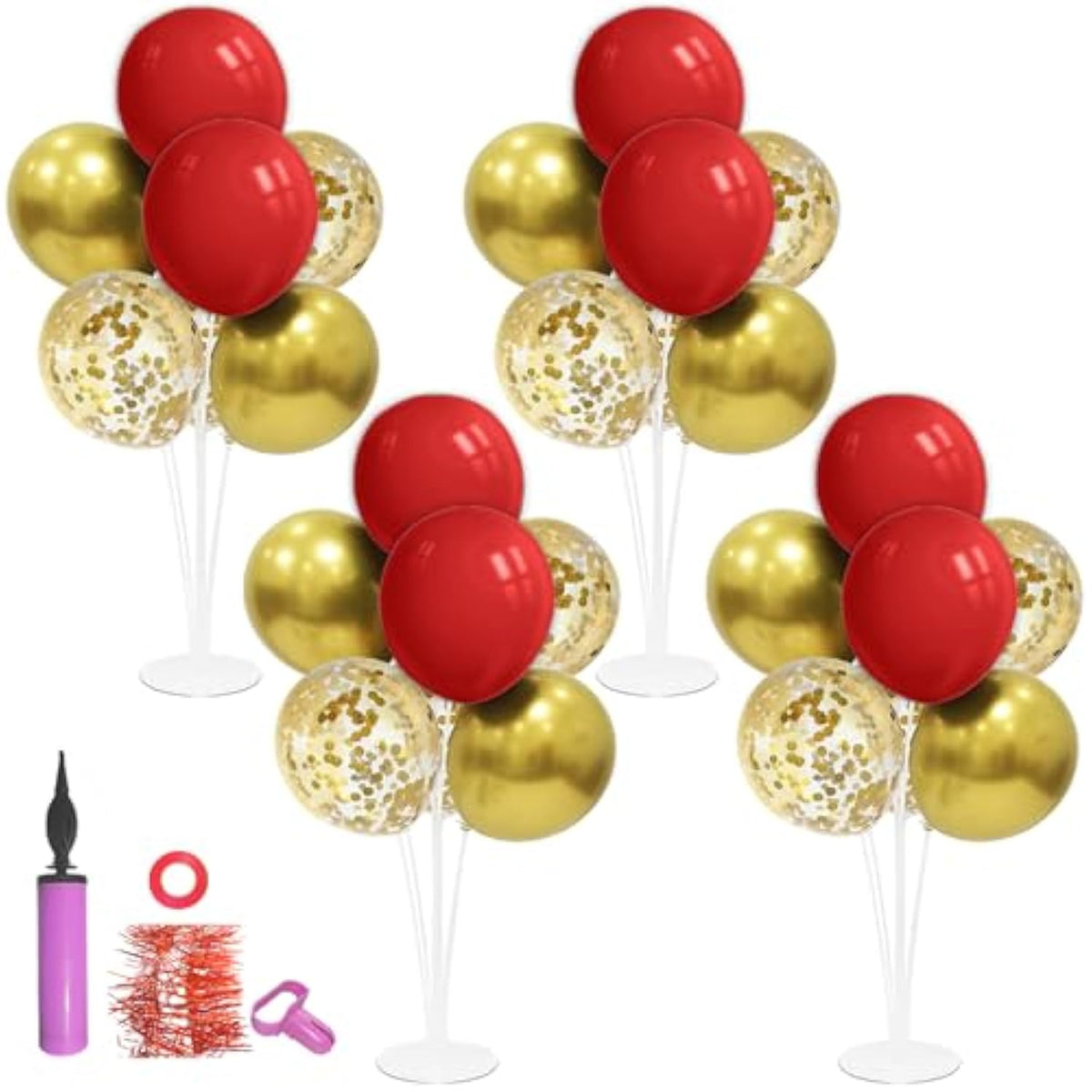 Red And Gold Balloon Stand Centerpiece Table Decorations For 49Ers Party Birthday Graduation Wedding Mother'S Day Anniversary Christmas New Year'S Eve Party Decorations(Red Gold Set4)