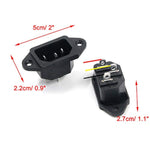 2Pcs Iec 320 C14 Male 3 Pins Screw Mount Inlet Ac Power Plug Adapter Connector Socket Ac 250V 10A Black With Wires