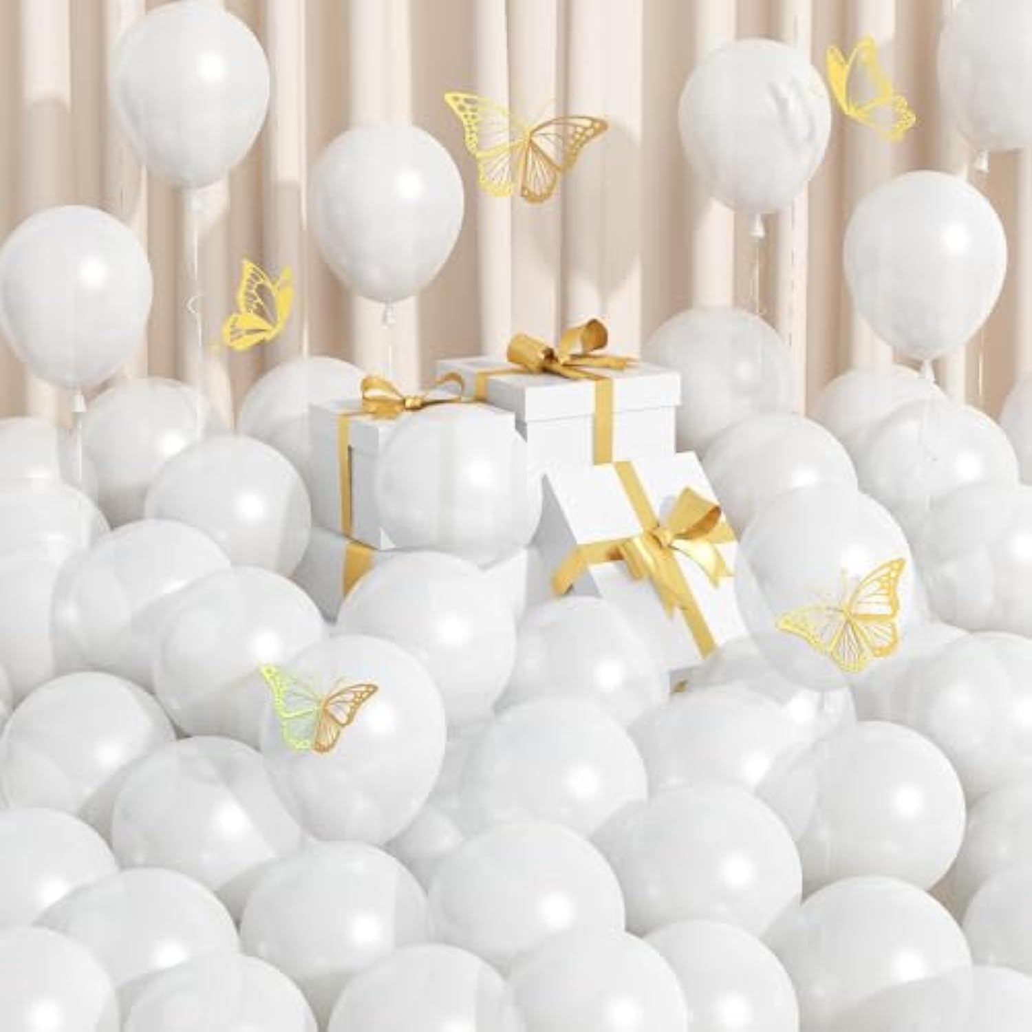 Pearl White Balloons 5 Inch, 100 Pcs Small Pearl Balloon Cream Clear White Latex Balloons For Arch, White Helium Mini Balloons For Women White Birthday Wedding Baby Shower Anniversary Party Decoration