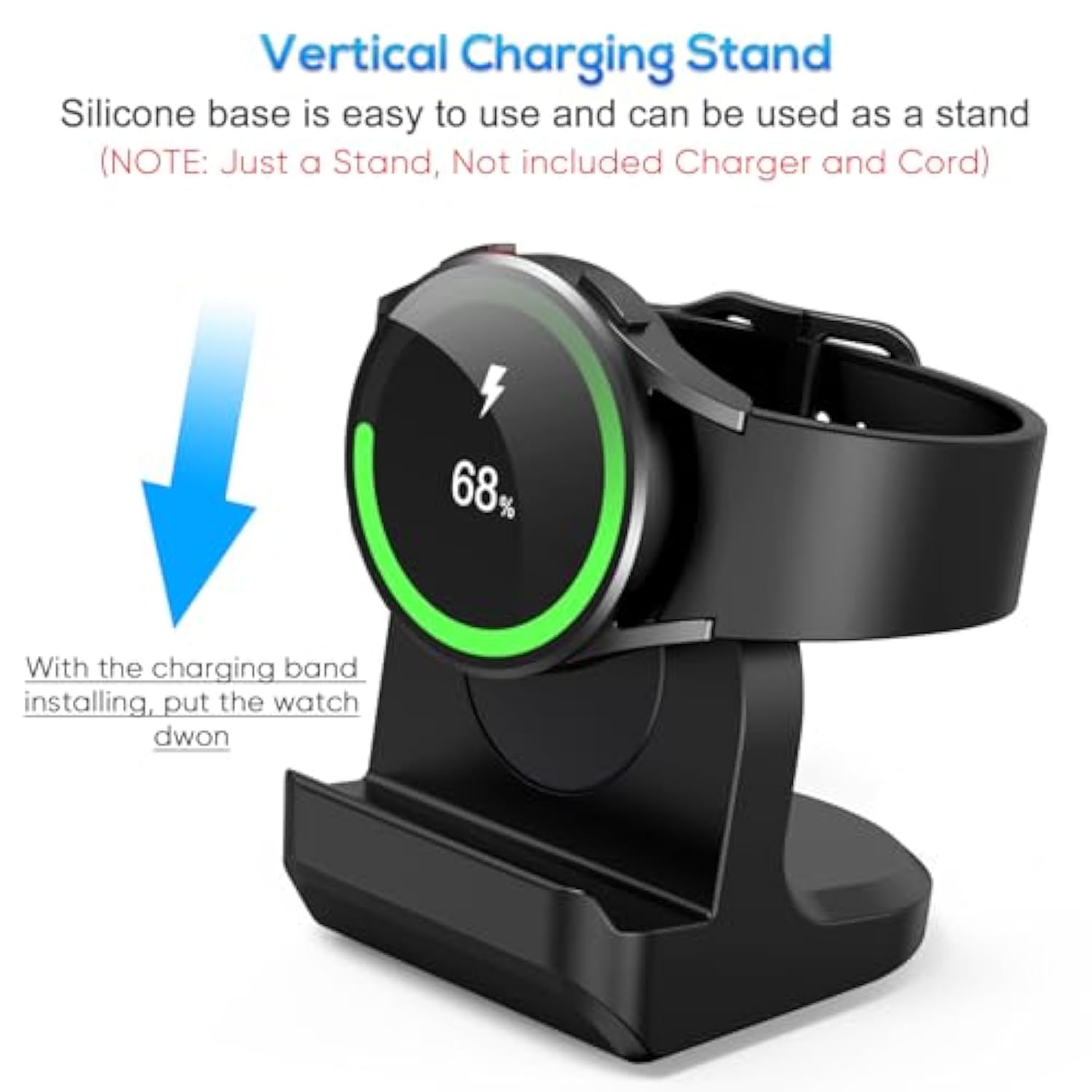 Stand For Samsung Galaxy Watch 7 40,44Mm /Watch Ultra/6 Classic/5/5 Pro Charger,Non-Slip Silicone Charger Dock Accessories Support Charging Holder-Black (Cable Not Included)