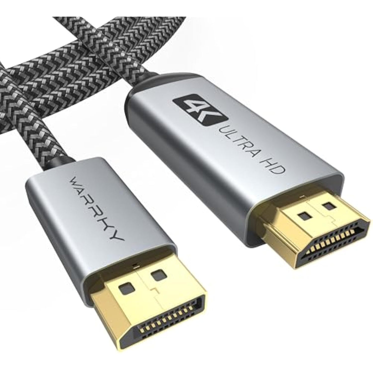 4K Displayport To Hdmi Cable Adapter 15Ft, [Aluminum Shell, Nylon Braided] Hig