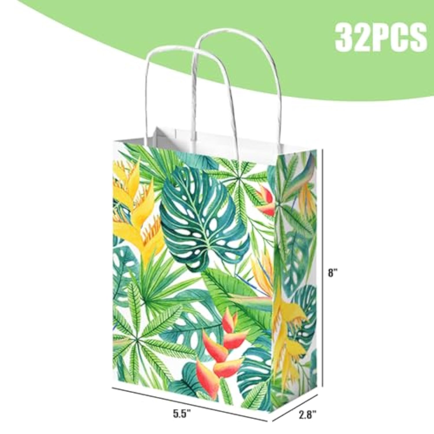 32Pcs Luau Party Bags Tropical Paper Bags With Handle Hawaiian Aloha Party Favor